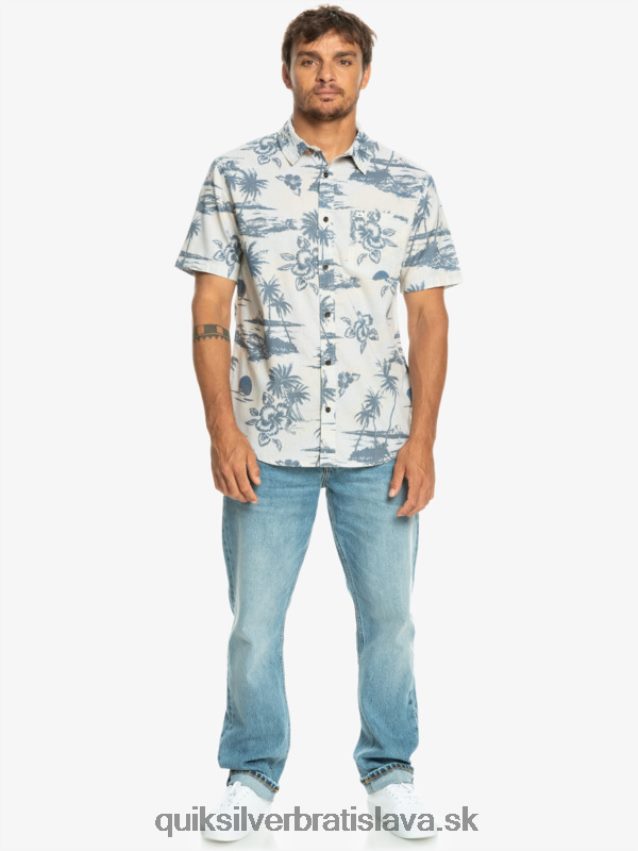 Airflow bavlnená košeľa s krátkym rukávom Quiksilver muži B80HXR1368 brezové prúdenie vzduchu