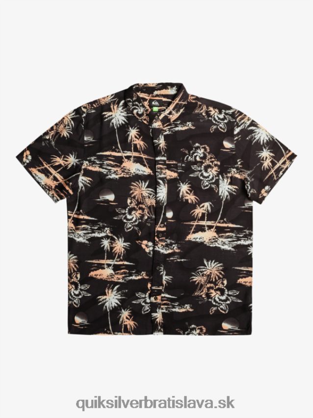 Airflow bavlnená košeľa s krátkym rukávom Quiksilver muži B80HXR1369 čierne prúdenie vzduchu