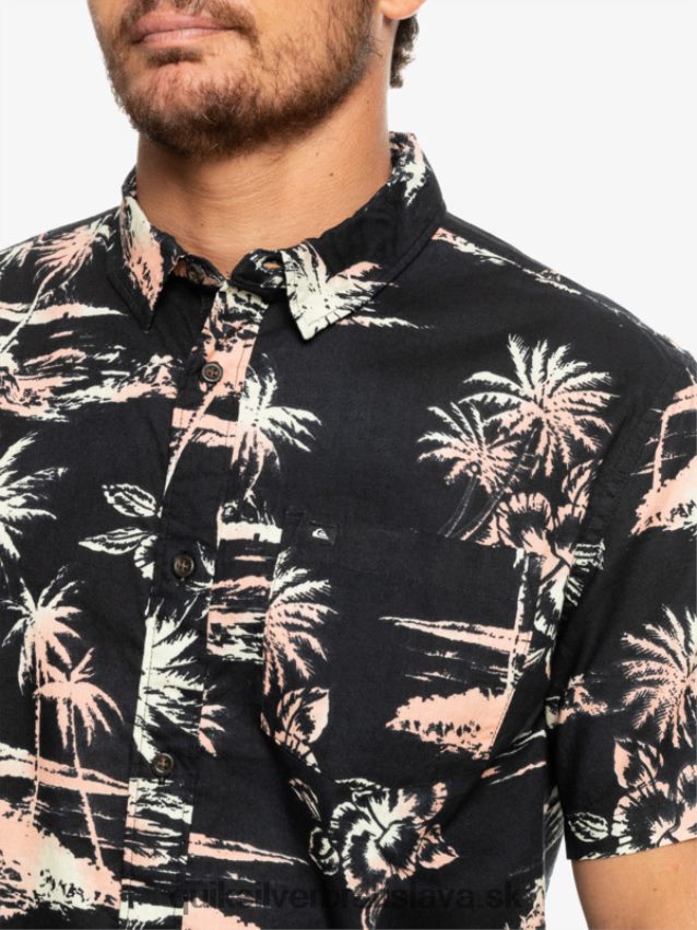 Airflow bavlnená košeľa s krátkym rukávom Quiksilver muži B80HXR1369 čierne prúdenie vzduchu
