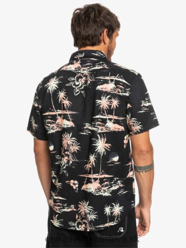 Airflow bavlnená košeľa s krátkym rukávom Quiksilver muži B80HXR1369 čierne prúdenie vzduchu