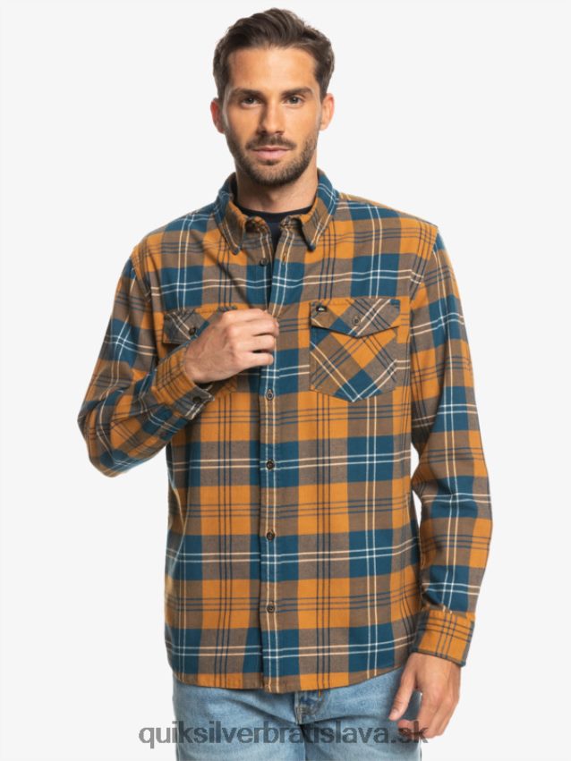 Harelaw stretch košeľa s dlhým rukávom Quiksilver muži B80HXR1508 hnedý cukor harelaw