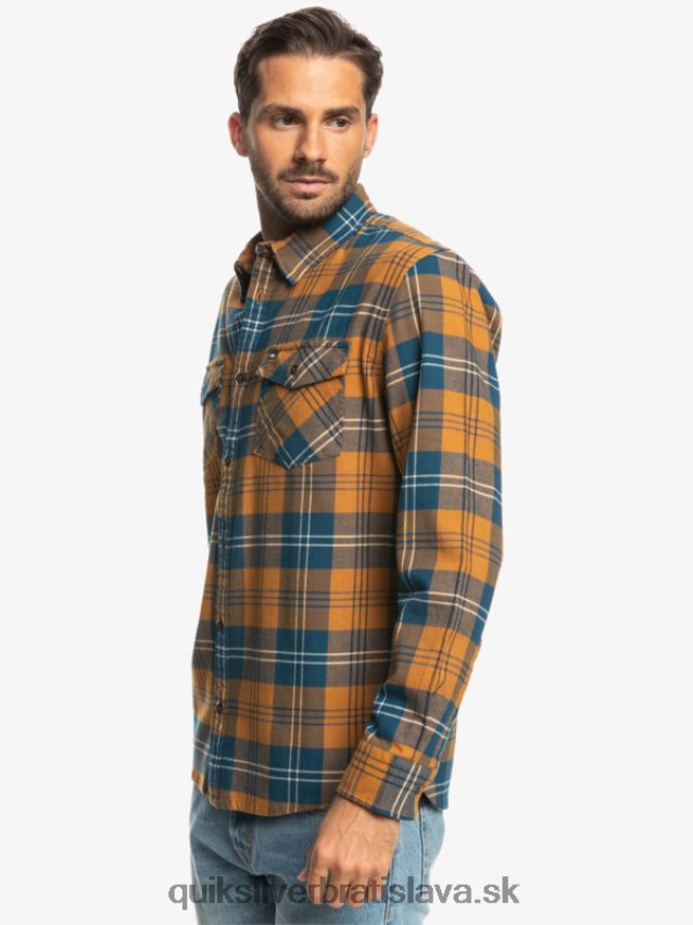 Harelaw stretch košeľa s dlhým rukávom Quiksilver muži B80HXR1508 hnedý cukor harelaw