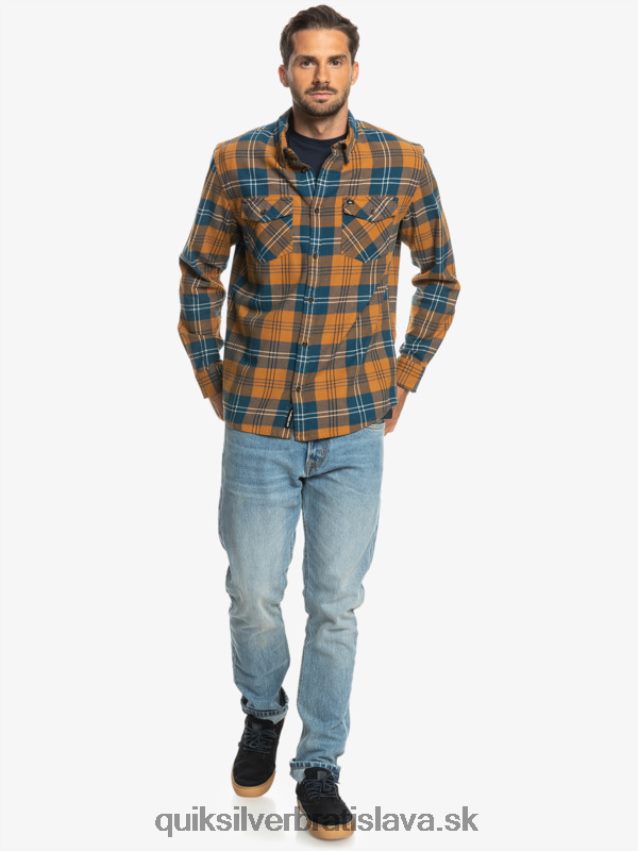 Harelaw stretch košeľa s dlhým rukávom Quiksilver muži B80HXR1508 hnedý cukor harelaw