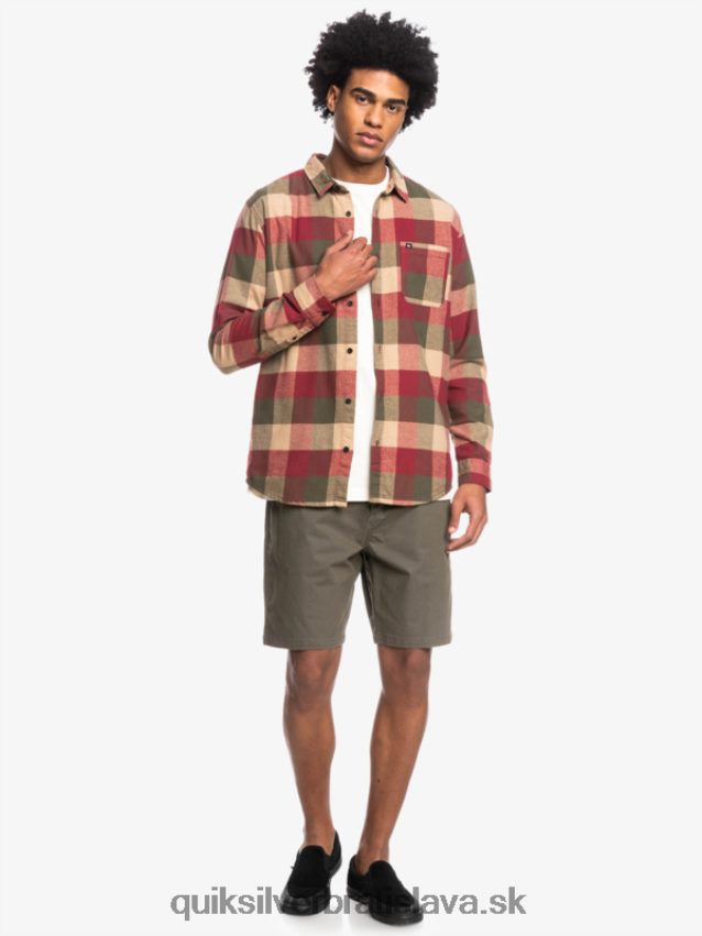 Motherfly flanelová košeľa s dlhým rukávom Quiksilver muži B80HXR1571 rubínová vínna muška