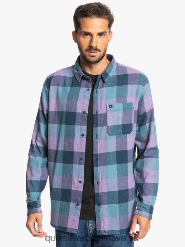 Motherfly flanelová košeľa s dlhým rukávom Quiksilver muži B80HXR1572 insígnie modrá materská muška