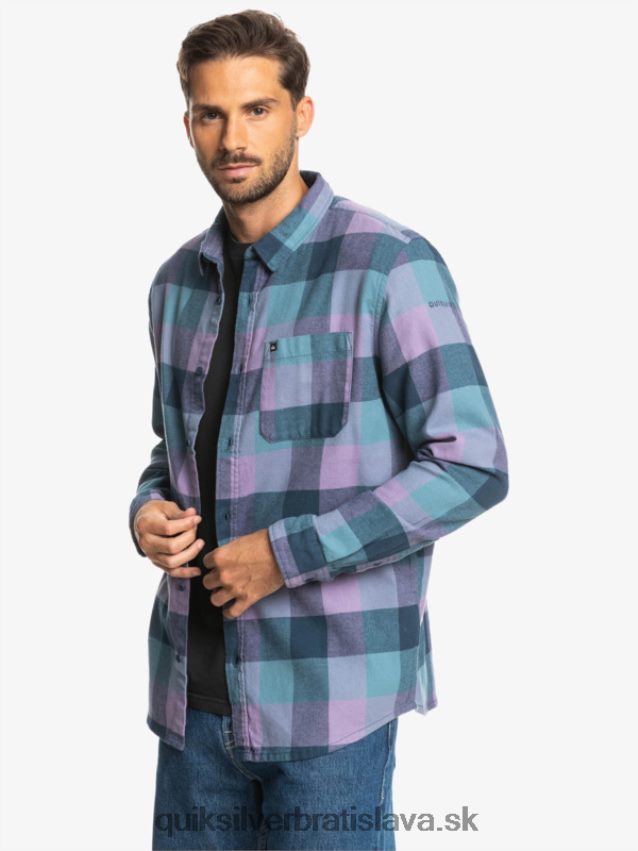 Motherfly flanelová košeľa s dlhým rukávom Quiksilver muži B80HXR1572 insígnie modrá materská muška