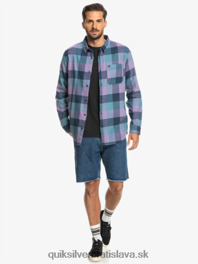 Motherfly flanelová košeľa s dlhým rukávom Quiksilver muži B80HXR1572 insígnie modrá materská muška