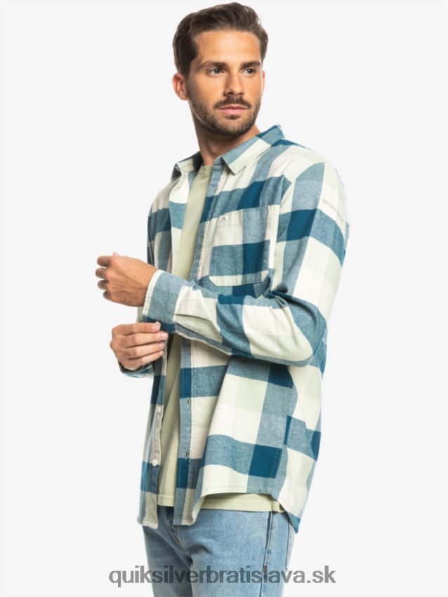 Motherfly flanelová košeľa s dlhým rukávom Quiksilver muži B80HXR1573 púštna šalvia materská muška