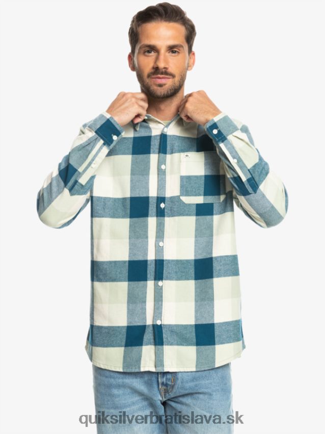 Motherfly flanelová košeľa s dlhým rukávom Quiksilver muži B80HXR1573 púštna šalvia materská muška