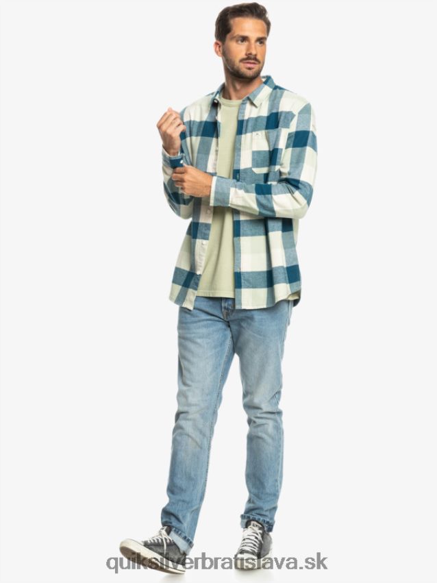 Motherfly flanelová košeľa s dlhým rukávom Quiksilver muži B80HXR1573 púštna šalvia materská muška