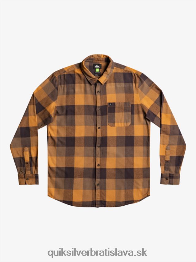 Motherfly flanelová košeľa s dlhým rukávom Quiksilver muži B80HXR1574 hnedý cukor matka