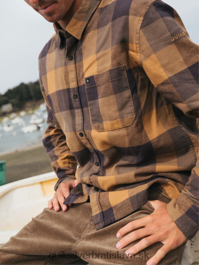 Motherfly flanelová košeľa s dlhým rukávom Quiksilver muži B80HXR1574 hnedý cukor matka