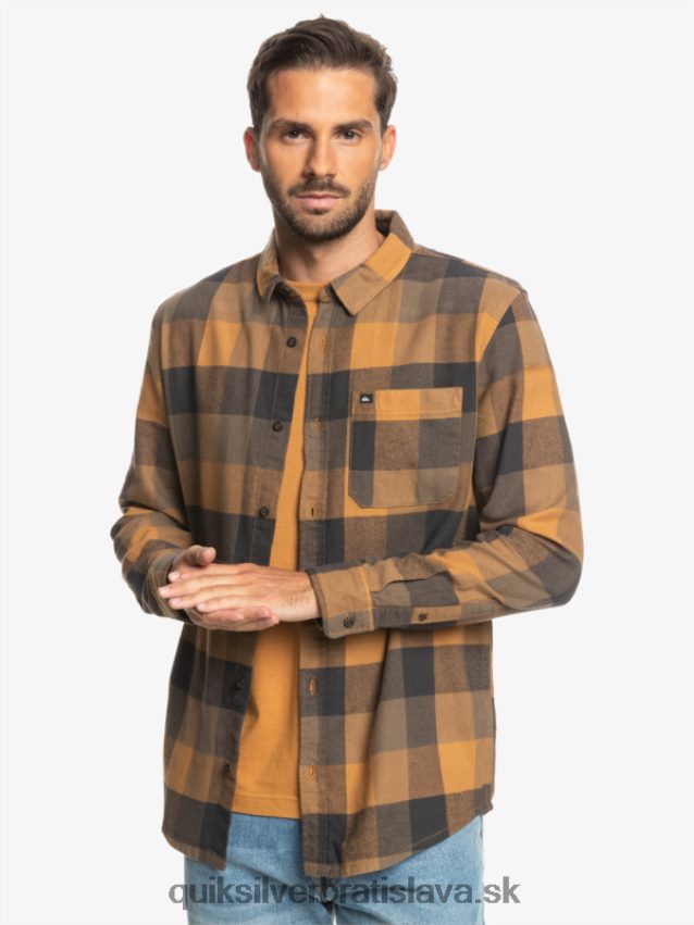 Motherfly flanelová košeľa s dlhým rukávom Quiksilver muži B80HXR1574 hnedý cukor matka