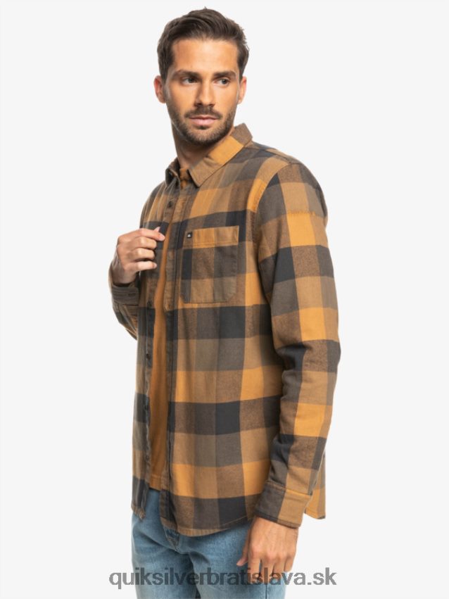 Motherfly flanelová košeľa s dlhým rukávom Quiksilver muži B80HXR1574 hnedý cukor matka