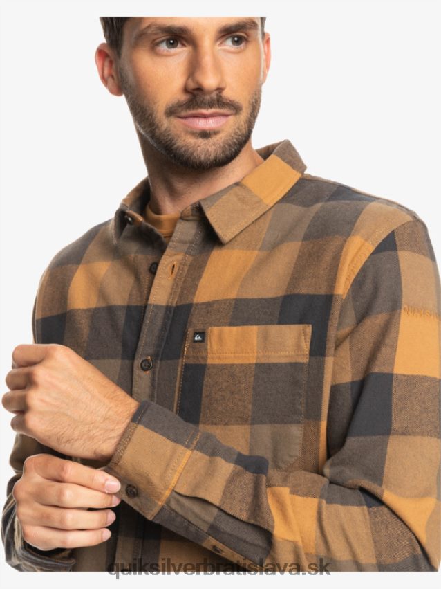 Motherfly flanelová košeľa s dlhým rukávom Quiksilver muži B80HXR1574 hnedý cukor matka