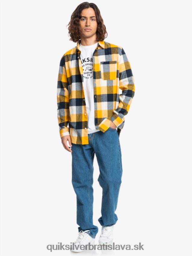 Motherfly flanelová košeľa s dlhým rukávom Quiksilver muži B80HXR1575 matka breza 223