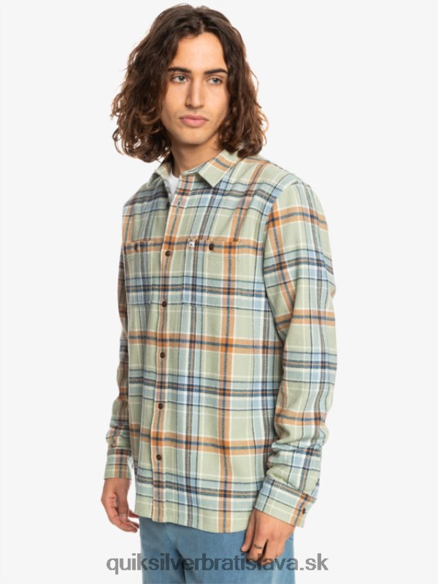 Neohrozená flanelová košeľa s dlhým rukávom Quiksilver muži B80HXR1772 púštny mudrc neohrozený