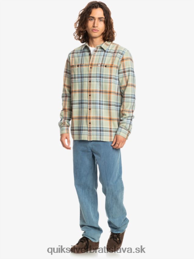 Neohrozená flanelová košeľa s dlhým rukávom Quiksilver muži B80HXR1772 púštny mudrc neohrozený