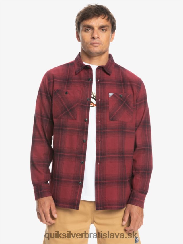 Saturn kockovaná košeľa s dlhým rukávom Quiksilver muži B80HXR1691 rubínové víno saturn