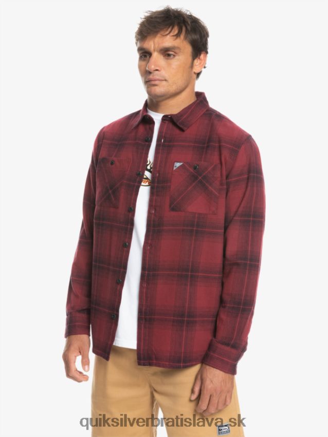 Saturn kockovaná košeľa s dlhým rukávom Quiksilver muži B80HXR1691 rubínové víno saturn