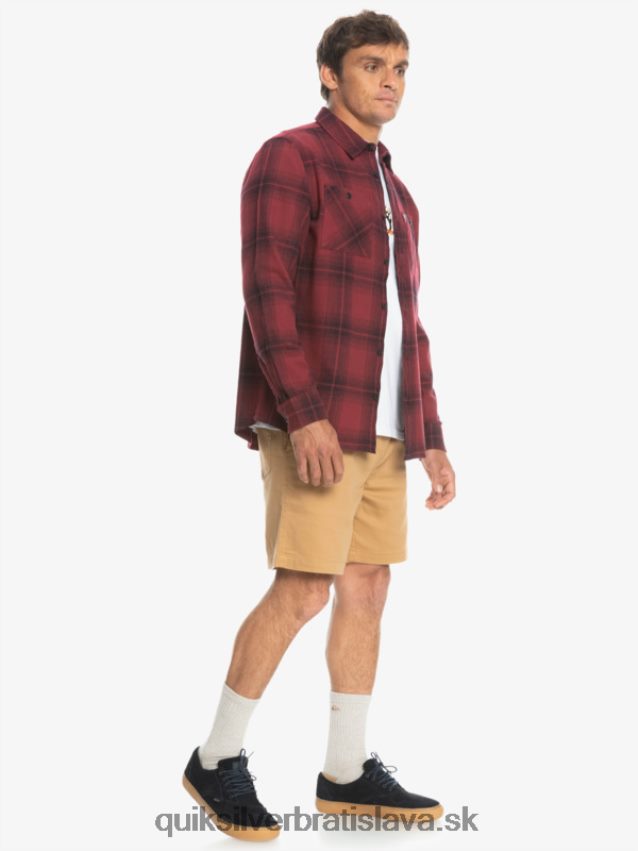 Saturn kockovaná košeľa s dlhým rukávom Quiksilver muži B80HXR1691 rubínové víno saturn