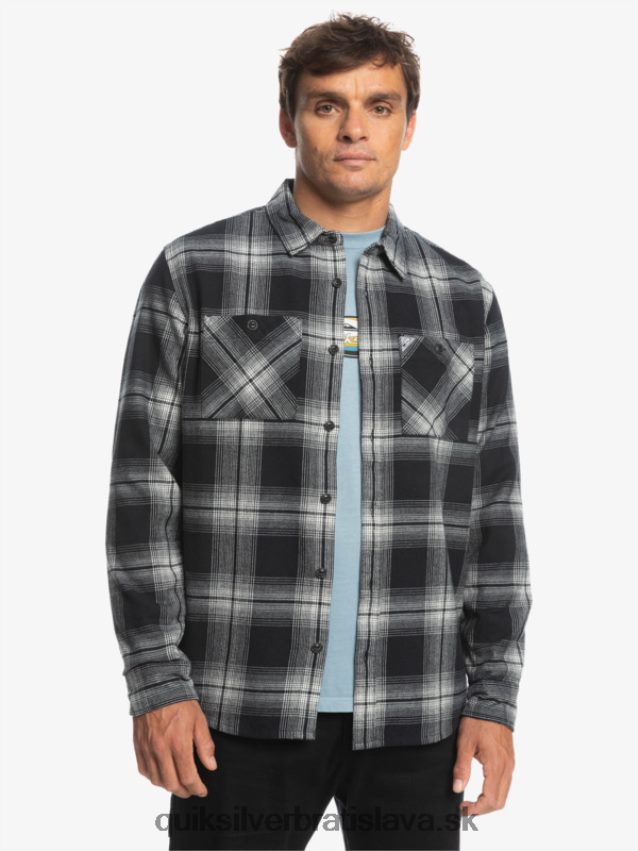 Saturn kockovaná košeľa s dlhým rukávom Quiksilver muži B80HXR1692 čierny saturn