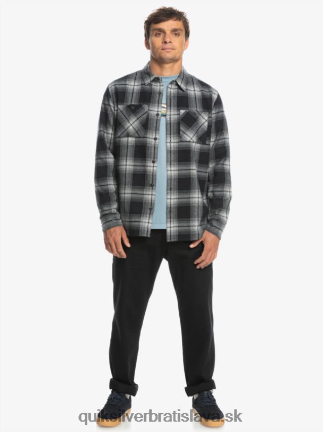 Saturn kockovaná košeľa s dlhým rukávom Quiksilver muži B80HXR1692 čierny saturn