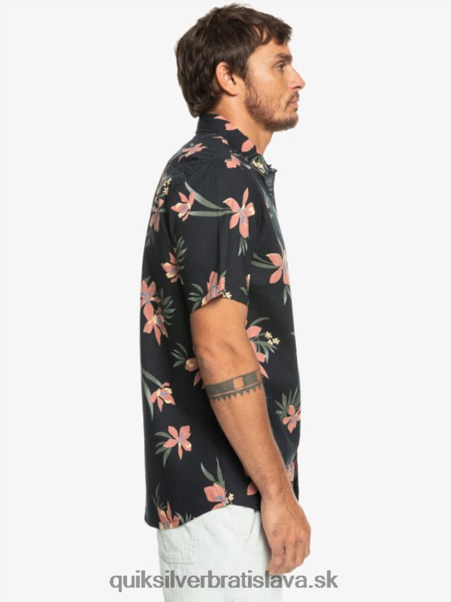 celosvetová košeľa s krátkym rukávom Quiksilver muži B80HXR1087 čierna holidizovaná