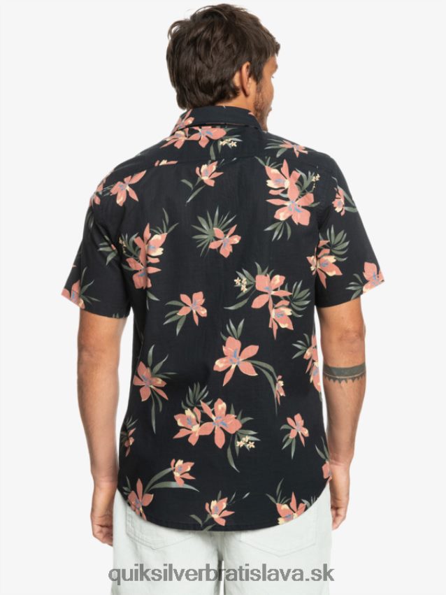 celosvetová košeľa s krátkym rukávom Quiksilver muži B80HXR1087 čierna holidizovaná