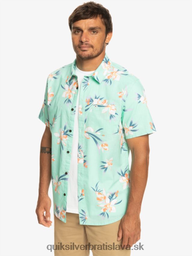 celosvetová košeľa s krátkym rukávom Quiksilver muži B80HXR1089 plážové sklo holidzované