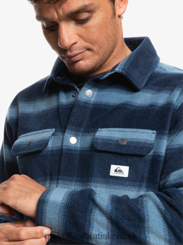 flanelová košeľa s dlhým rukávom na surfovanie Quiksilver muži B80HXR1556 námornícke sako s flanelovým prúžkom