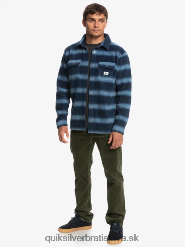 flanelová košeľa s dlhým rukávom na surfovanie Quiksilver muži B80HXR1556 námornícke sako s flanelovým prúžkom