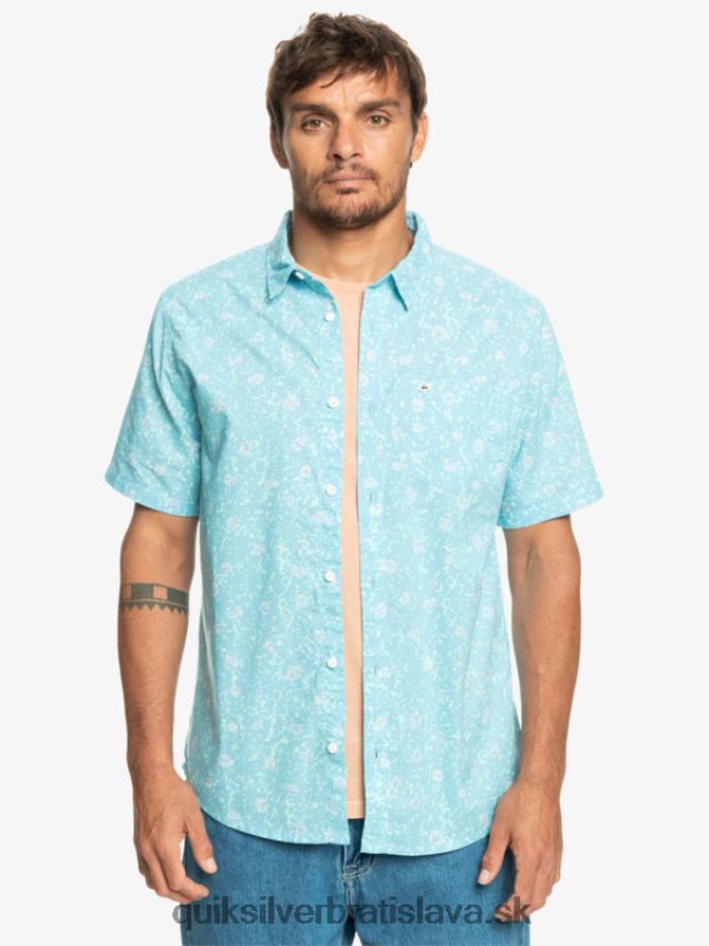 jemná chlpatá košeľa s krátkym rukávom Quiksilver muži B80HXR1230 nebesky modrá jemná fuzz