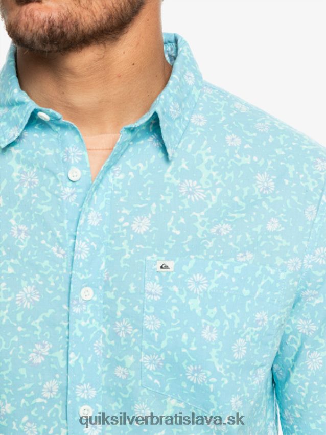jemná chlpatá košeľa s krátkym rukávom Quiksilver muži B80HXR1230 nebesky modrá jemná fuzz