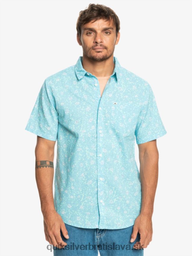 jemná chlpatá košeľa s krátkym rukávom Quiksilver muži B80HXR1230 nebesky modrá jemná fuzz