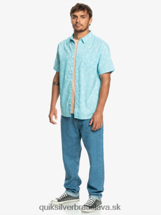 jemná chlpatá košeľa s krátkym rukávom Quiksilver muži B80HXR1230 nebesky modrá jemná fuzz