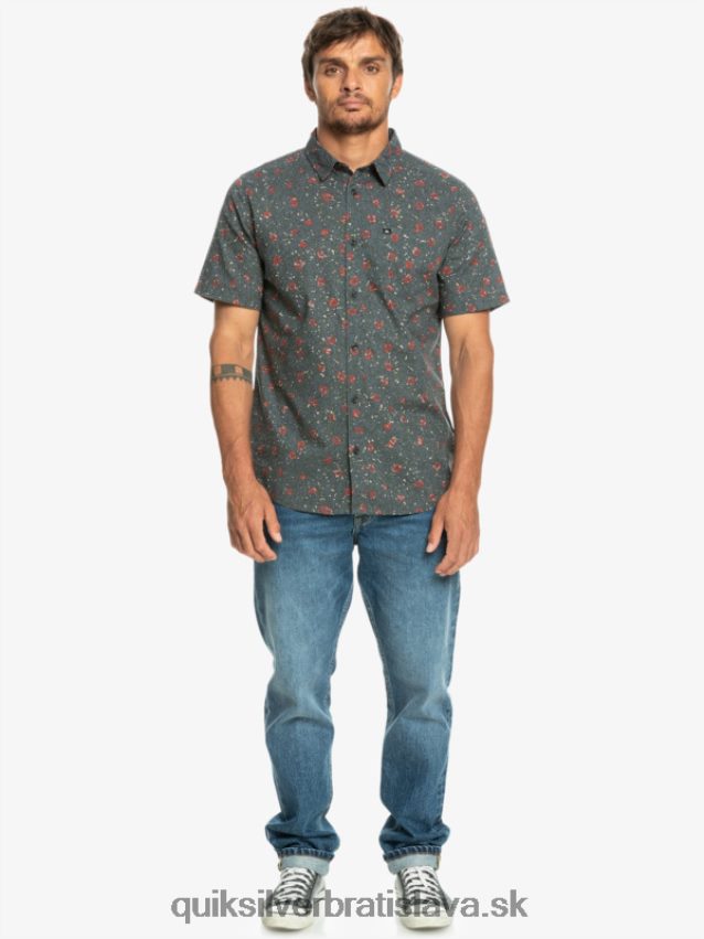 jemná chlpatá košeľa s krátkym rukávom Quiksilver muži B80HXR1231 tmavá bridlica mellow fuzz