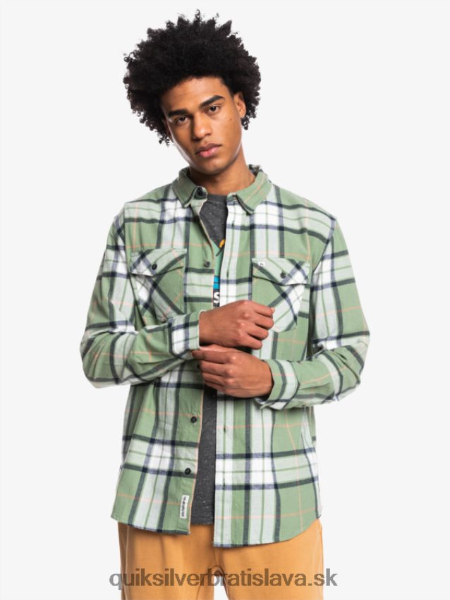 lipová stretch flanelová košeľa s dlhým rukávom Quiksilver muži B80HXR1427 loden mráz lipový úsek