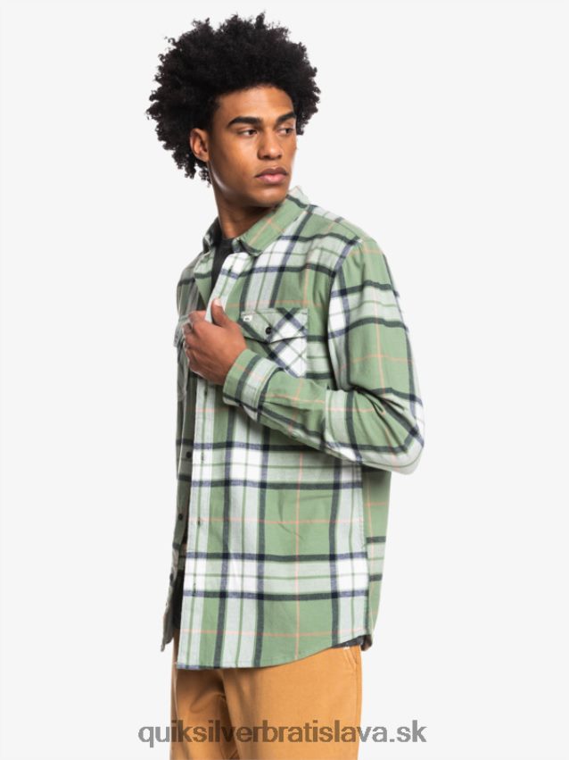 lipová stretch flanelová košeľa s dlhým rukávom Quiksilver muži B80HXR1427 loden mráz lipový úsek
