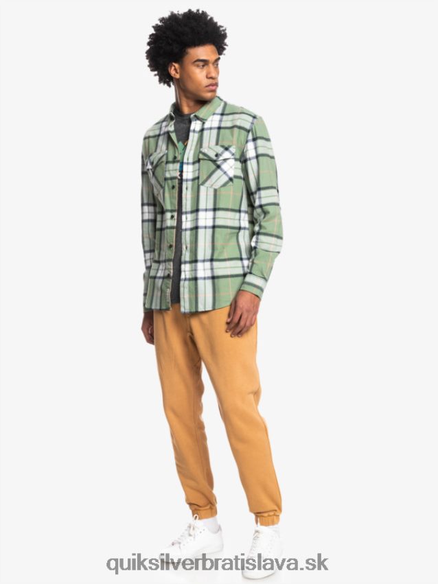 lipová stretch flanelová košeľa s dlhým rukávom Quiksilver muži B80HXR1427 loden mráz lipový úsek