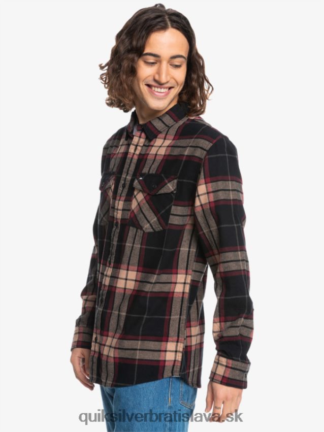 lipová stretch flanelová košeľa s dlhým rukávom Quiksilver muži B80HXR1428 čierna lipa úsek