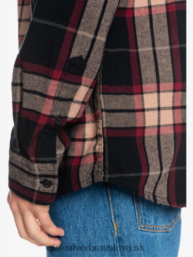 lipová stretch flanelová košeľa s dlhým rukávom Quiksilver muži B80HXR1428 čierna lipa úsek