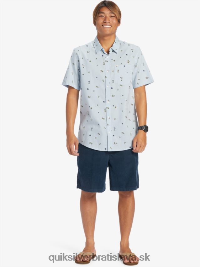 mierová rave košeľa s krátkym rukávom Quiksilver muži B80HXR591 nebeská modrá pokojná rave s