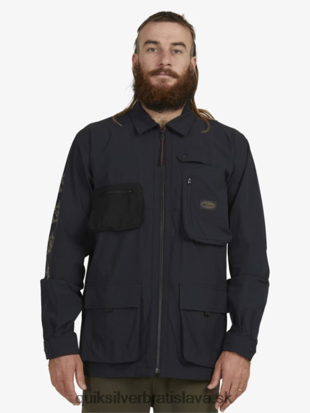 pod oblohou košeľa s dlhým rukávom Quiksilver muži B80HXR1717 čierna