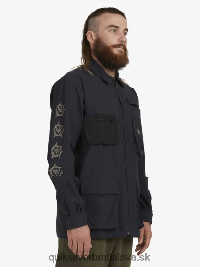 pod oblohou košeľa s dlhým rukávom Quiksilver muži B80HXR1717 čierna