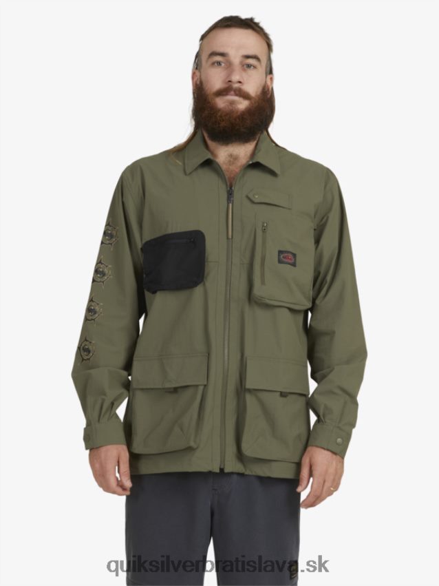 pod oblohou košeľa s dlhým rukávom Quiksilver muži B80HXR1718 hroznový list