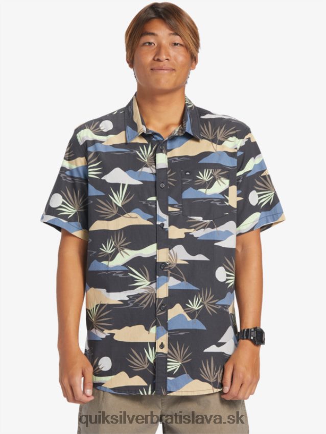 pomalá košeľa s krátkym rukávom Quiksilver muži B80HXR667 asfalt pomalý omámenie ss