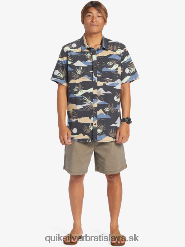 pomalá košeľa s krátkym rukávom Quiksilver muži B80HXR667 asfalt pomalý omámenie ss