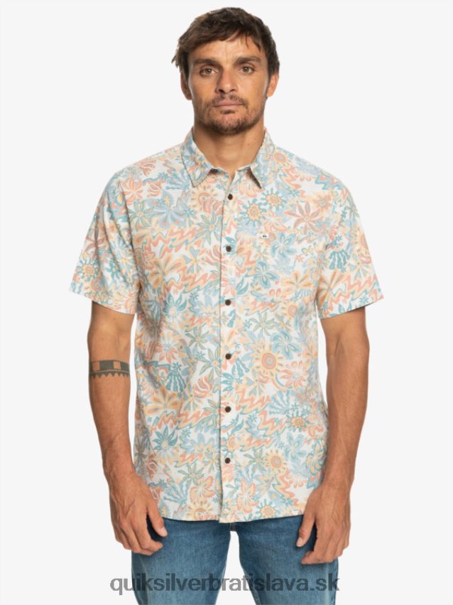 surfadelická košeľa s krátkym rukávom Quiksilver muži B80HXR968 brezová surfadelika