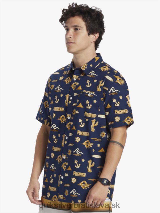 tričko s krátkym rukávom Quiksilver x Pacifico muži B80HXR15 námornícke sako